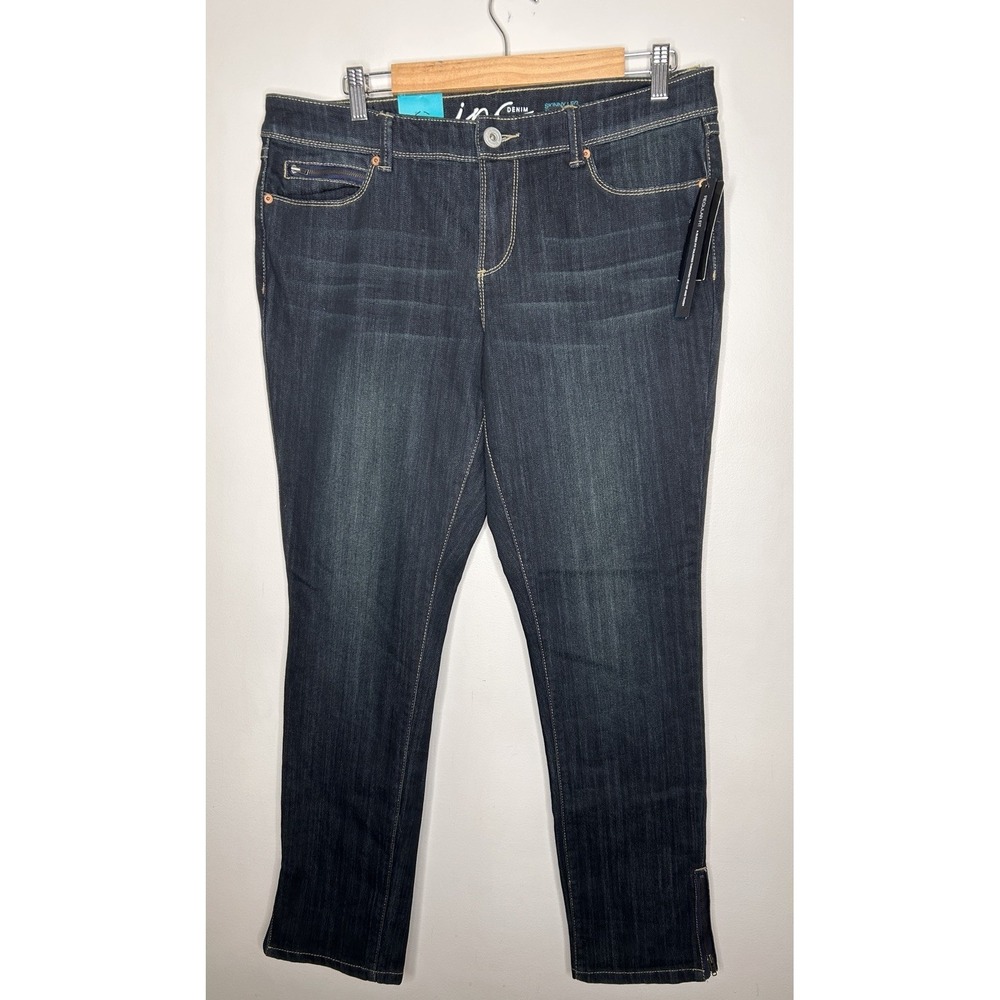 INC International Concepts Skinny Jeans Womens Dark Wash Zipper Ankle Size 12
